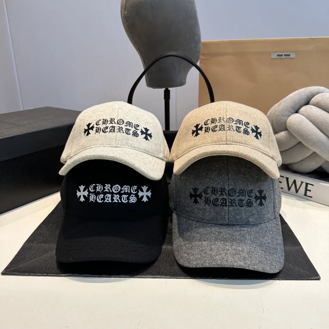 P60 Chrome Hearts 💓Autumn and winter Korean style fashionable retro design versatile baseball cap and peaked cap